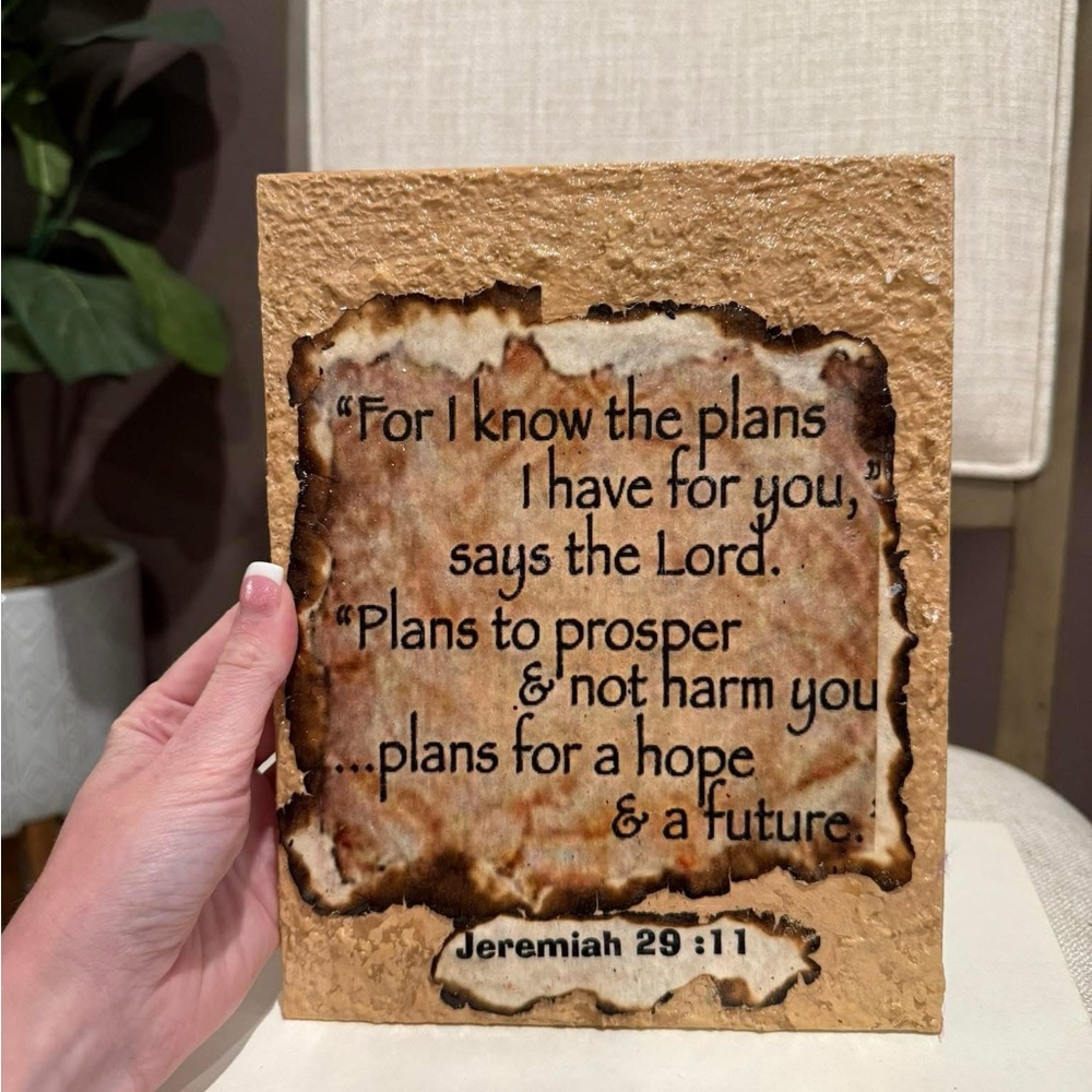 Inspirational Wall Plaque with Jeremiah 29:11 Verse, handmade. New without tags